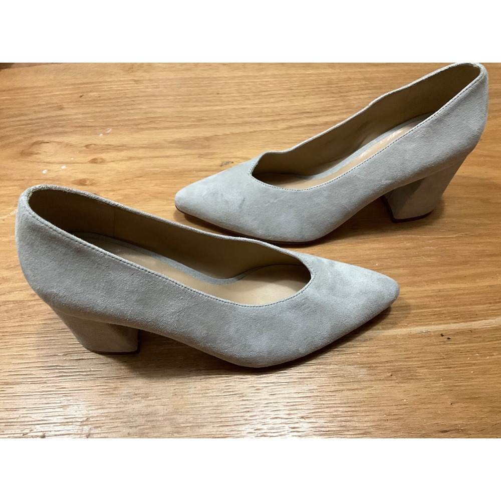 Naturalizer Hope Grey Suede Block Heel Pointed Toe Pumps Mens 6.5m little stain